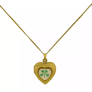 Gold Necklace with an Inlaid Clover